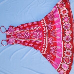 FARM Rio Red and Pink Floral Maxi Dress